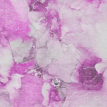 3' X 5' Pink and Ivory Abstract Washable Non Skid Indoor Outdoor Area Rug