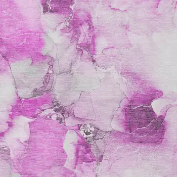 8' X 10' Pink and Ivory Abstract Washable Non Skid Indoor Outdoor Area Rug