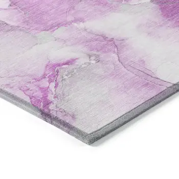 8' X 10' Pink and Ivory Abstract Washable Non Skid Indoor Outdoor Area Rug
