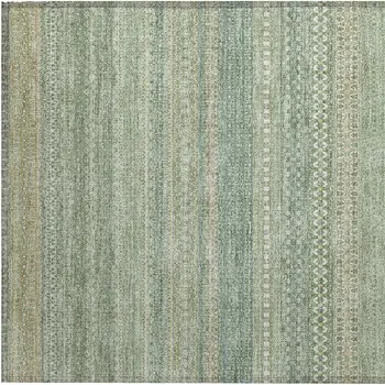 2' X 3' Artichoke Green Striped Washable Non Skid Indoor Outdoor Area Rug