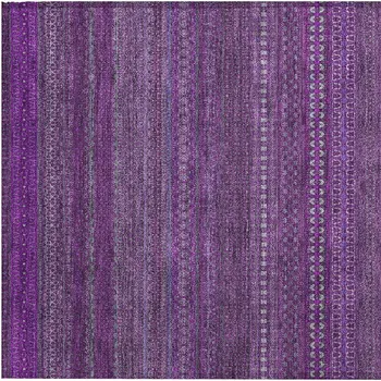 2' X 3' Eggplant Striped Washable Non Skid Indoor Outdoor Area Rug