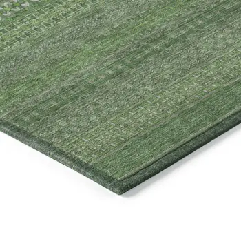 8' X 10' Fern Green Striped Washable Non Skid Indoor Outdoor Area Rug