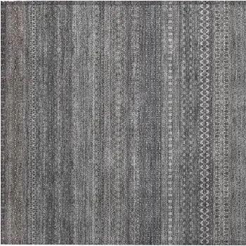 2' X 3' Gray Striped Washable Non Skid Indoor Outdoor Area Rug