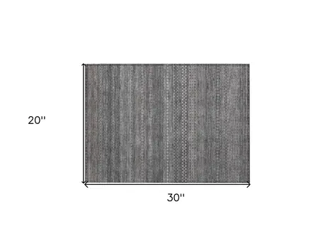 2' X 3' Gray Striped Washable Non Skid Indoor Outdoor Area Rug
