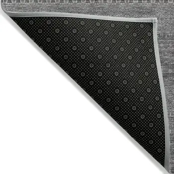 8' Round Gray Round Striped Washable Non Skid Indoor Outdoor Area Rug