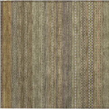 2' X 3' Khaki Striped Washable Non Skid Indoor Outdoor Area Rug
