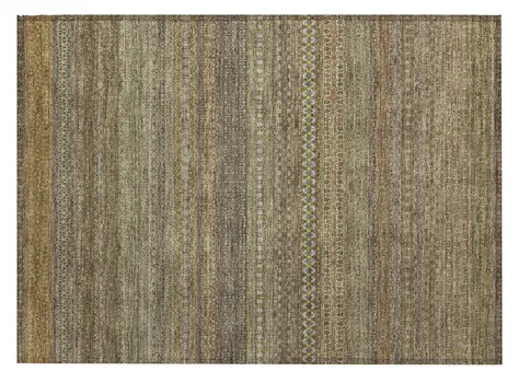 2' X 3' Khaki Striped Washable Non Skid Indoor Outdoor Area Rug