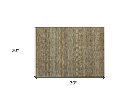 2' X 3' Khaki Striped Washable Non Skid Indoor Outdoor Area Rug