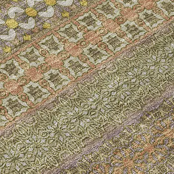 9' X 12' Khaki Striped Washable Non Skid Indoor Outdoor Area Rug