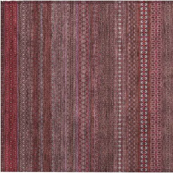2' X 3' Merlot Striped Washable Non Skid Indoor Outdoor Area Rug