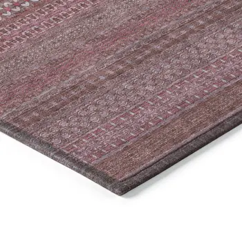 5' X 8' Merlot Striped Washable Non Skid Indoor Outdoor Area Rug