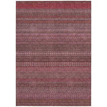 8' X 10' Merlot Striped Washable Non Skid Indoor Outdoor Area Rug
