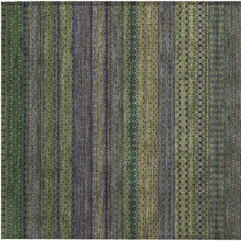 2' X 3' Olive Green Striped Washable Non Skid Indoor Outdoor Area Rug