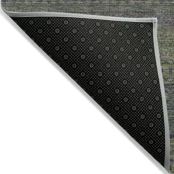 8' Round Olive Green Round Striped Washable Non Skid Indoor Outdoor Area Rug