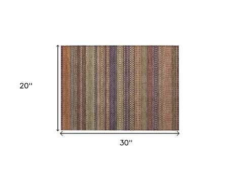 2' X 3' Orange Striped Washable Non Skid Indoor Outdoor Area Rug