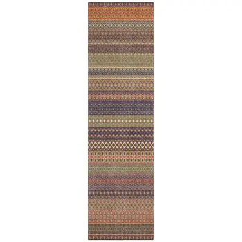 8' Runner Orange Striped Washable Non Skid Indoor Outdoor Runner Rug