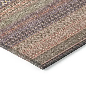 8' Runner Orange Striped Washable Non Skid Indoor Outdoor Runner Rug