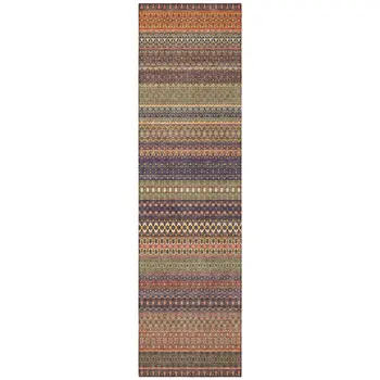 8' Runner Orange Striped Washable Non Skid Indoor Outdoor Runner Rug