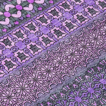 8' Round Purple Round Striped Washable Non Skid Indoor Outdoor Area Rug