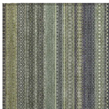 2' X 3' Sage Striped Washable Non Skid Indoor Outdoor Area Rug