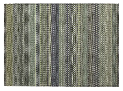 2' X 3' Sage Striped Washable Non Skid Indoor Outdoor Area Rug