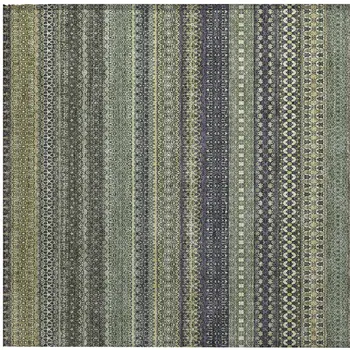 2' X 3' Sage Striped Washable Non Skid Indoor Outdoor Area Rug