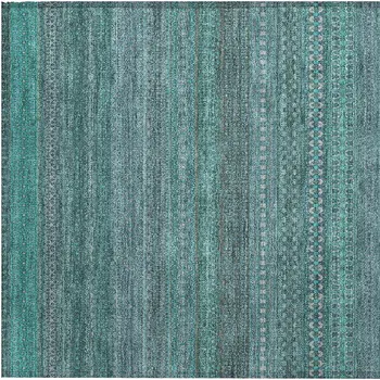2' X 3' Turquoise Striped Washable Non Skid Indoor Outdoor Area Rug
