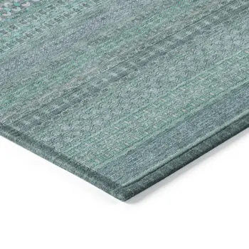 2' X 3' Turquoise Striped Washable Non Skid Indoor Outdoor Area Rug