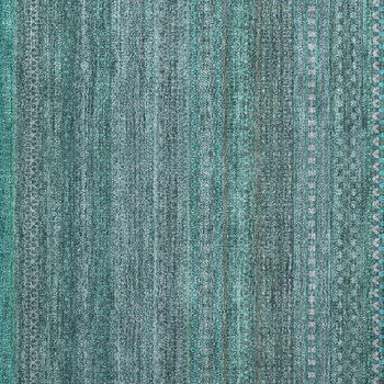 2' X 3' Turquoise Striped Washable Non Skid Indoor Outdoor Area Rug