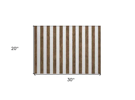 2' X 3' Chocolate Striped Washable Non Skid Indoor Outdoor Area Rug