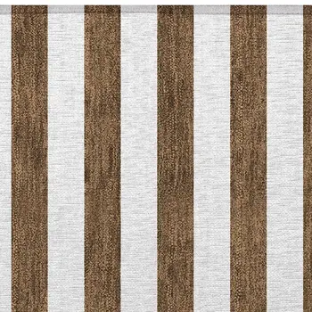 2' X 3' Chocolate Striped Washable Non Skid Indoor Outdoor Area Rug