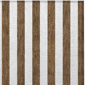 2' X 3' Chocolate Striped Washable Non Skid Indoor Outdoor Area Rug