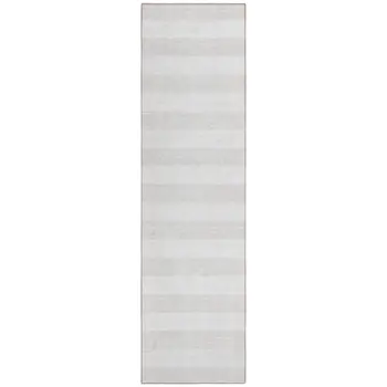 2' X 8' Ivory Striped Washable Indoor Outdoor Runner Rug