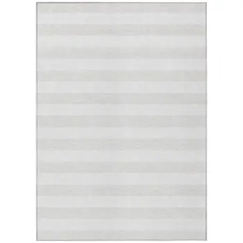 3' X 5' Ivory Striped Washable Indoor Outdoor Area Rug