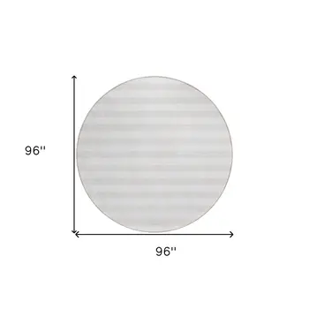 8' X 8' Ivory Round Striped Washable Indoor Outdoor Area Rug