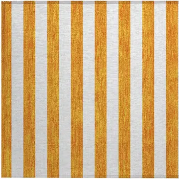 2' X 3' Orange and White Striped Washable Non Skid Indoor Outdoor Area Rug