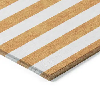 3' X 5' Orange and White Striped Washable Non Skid Indoor Outdoor Area Rug