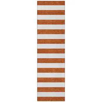 8' Runner Orange Striped Washable Non Skid Indoor Outdoor Runner Rug