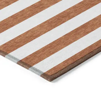 8' X 10' Orange Striped Washable Non Skid Indoor Outdoor Area Rug