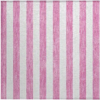 2' X 3' Pink and White Striped Washable Non Skid Indoor Outdoor Area Rug