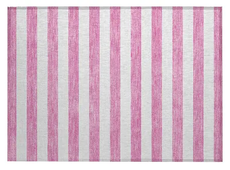 2' X 3' Pink and White Striped Washable Non Skid Indoor Outdoor Area Rug
