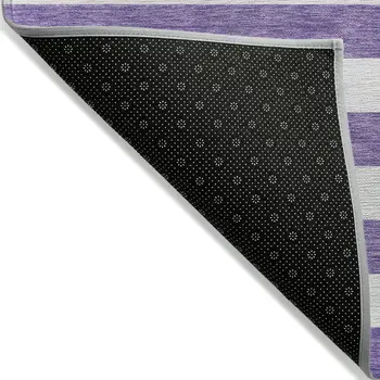8' X 10' Purple and White Striped Washable Non Skid Indoor Outdoor Area Rug