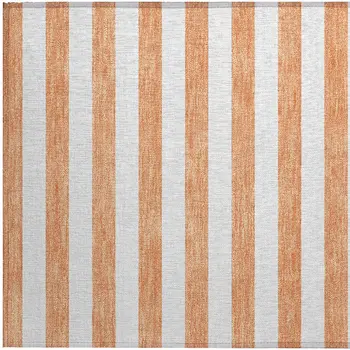 2' X 3' Salmon Striped Washable Non Skid Indoor Outdoor Area Rug