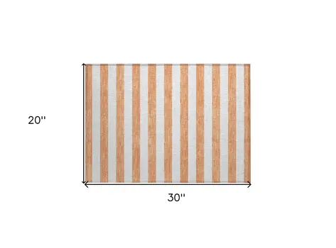 2' X 3' Salmon Striped Washable Non Skid Indoor Outdoor Area Rug