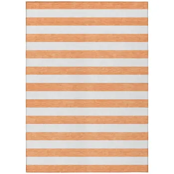 3' X 5' Salmon Striped Washable Non Skid Indoor Outdoor Area Rug