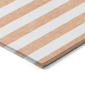 8' X 10' Salmon Striped Washable Non Skid Indoor Outdoor Area Rug