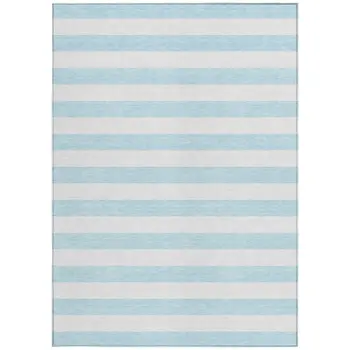 3' X 5' Sky Blue Striped Washable Non Skid Indoor Outdoor Area Rug