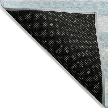 3' X 5' Sky Blue Striped Washable Non Skid Indoor Outdoor Area Rug