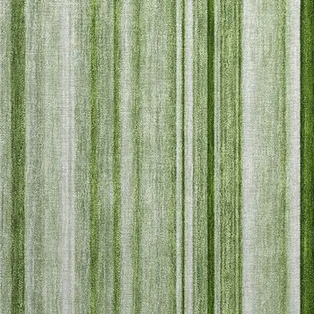 2' X 3' Artichoke Green Striped Washable Indoor Outdoor Area Rug
