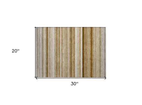 2' X 3' Chocolate Striped Washable Non Skid Indoor Outdoor Area Rug